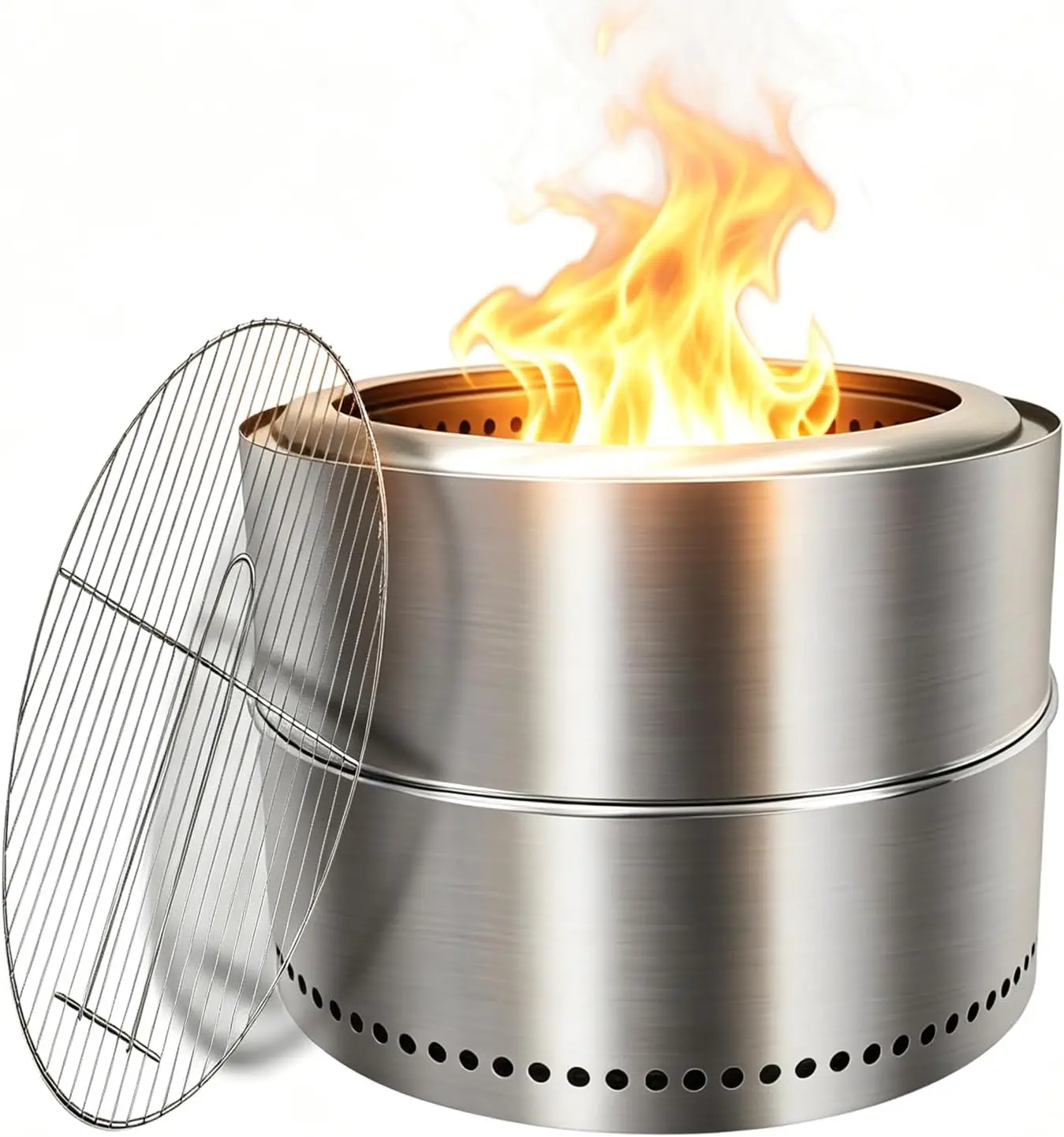 Smokeless Firepit Outdoor, 20 Inch Thickened 304 Stainless Steel Firepits for Outside, Wood Burning Fire Pit, Efficient