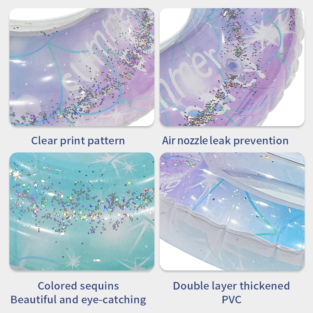 1 szt. Cekinowe gwiaździste niebo nadmuchiwane koło zagęszczone nadmuchiwane koło pływackie na imprezy przy basenie na plaży