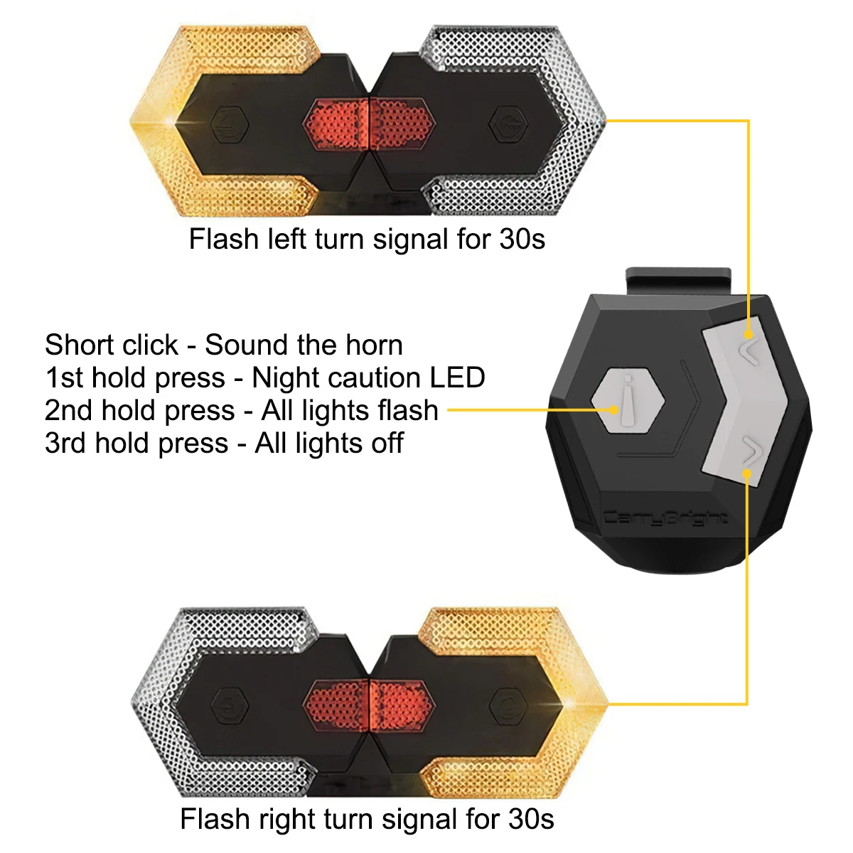 LED Bicycle Wireless Remote Control Taillight Warning Tail Lamp Cycling Bike Turn Signal Light + Bike Electronic Bell Horn