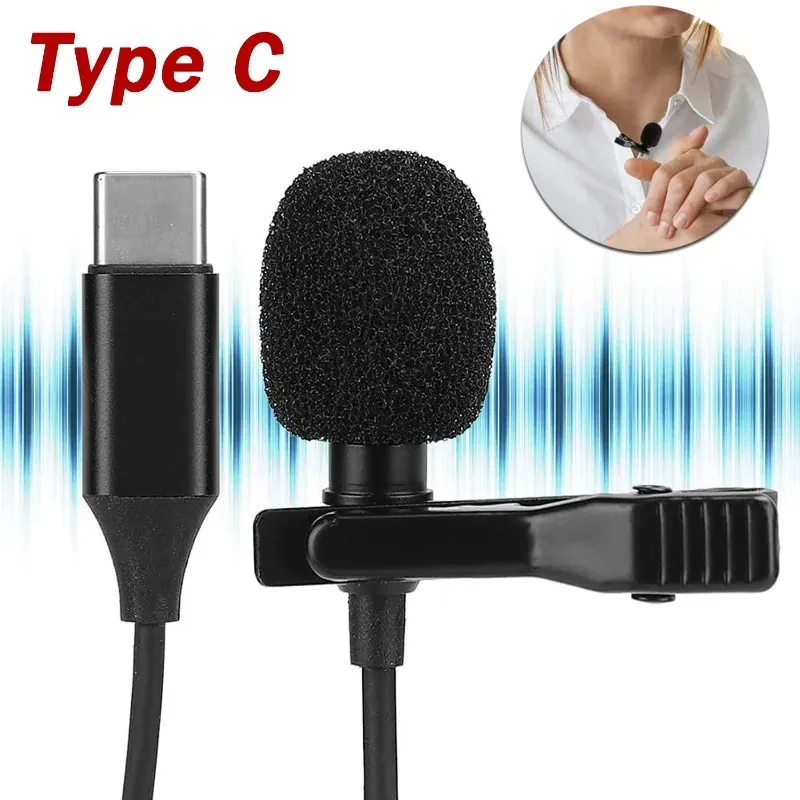 Microphone for Singing Podcast Mini Type C 1.5mm Clip Lavalier Microphone Lapel Mic for Voice Recording for Mobile PC Laptop