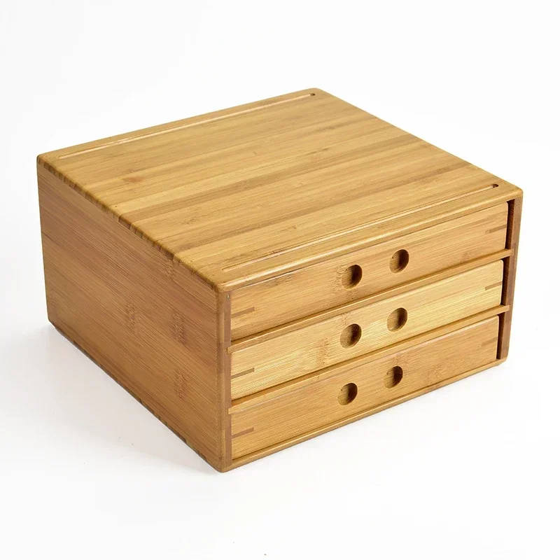 

Bamboo Tea Storage Box with MultiLayer Drawers Tea Organizer for Cakes and Accessories Tea Caddy for Efficient Container