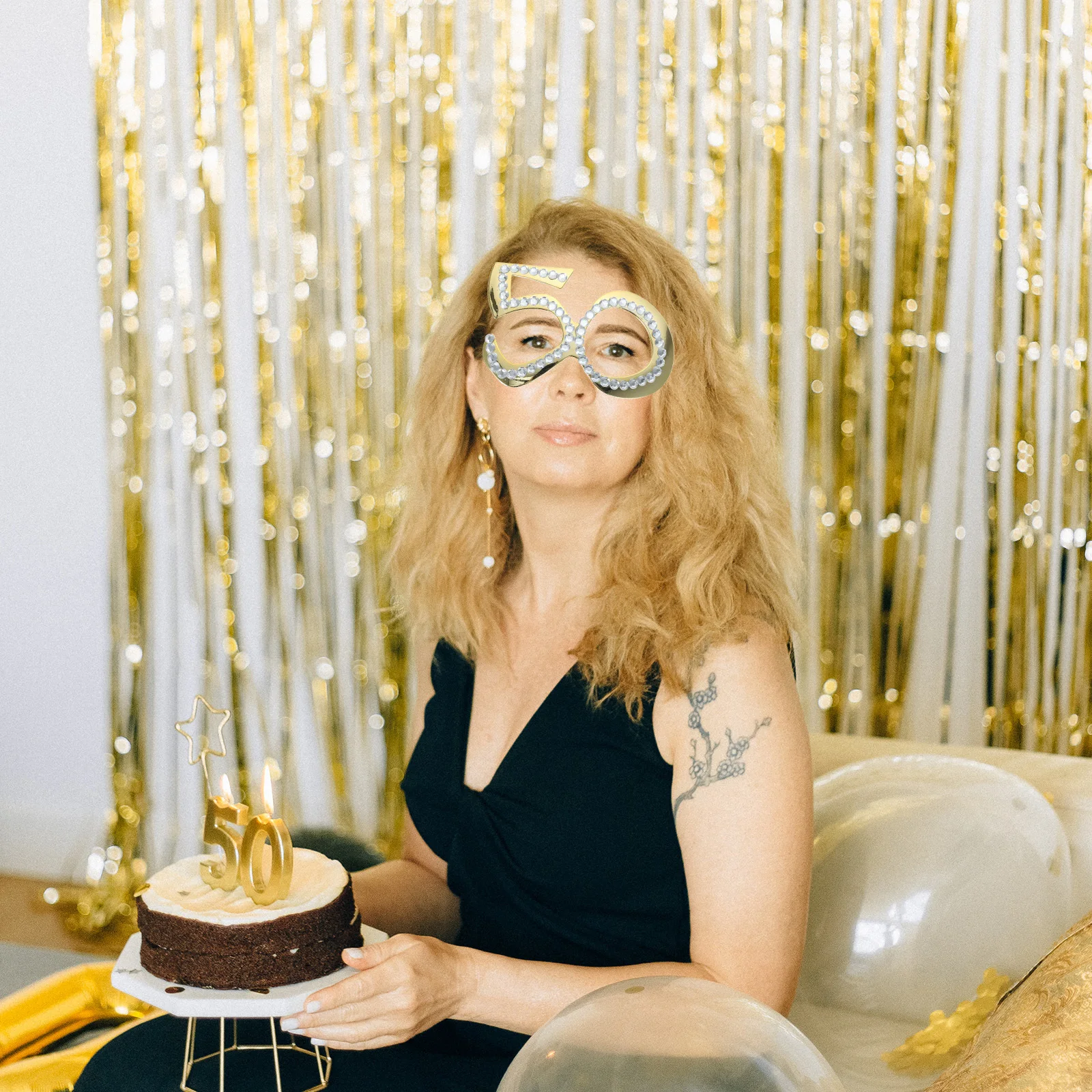 

1Pair Birthday Glasses Plastic Rhinestone Number 50 Years Old Lightweight Photo Booth Prop Party Eyewear 50th Birthday Glasses