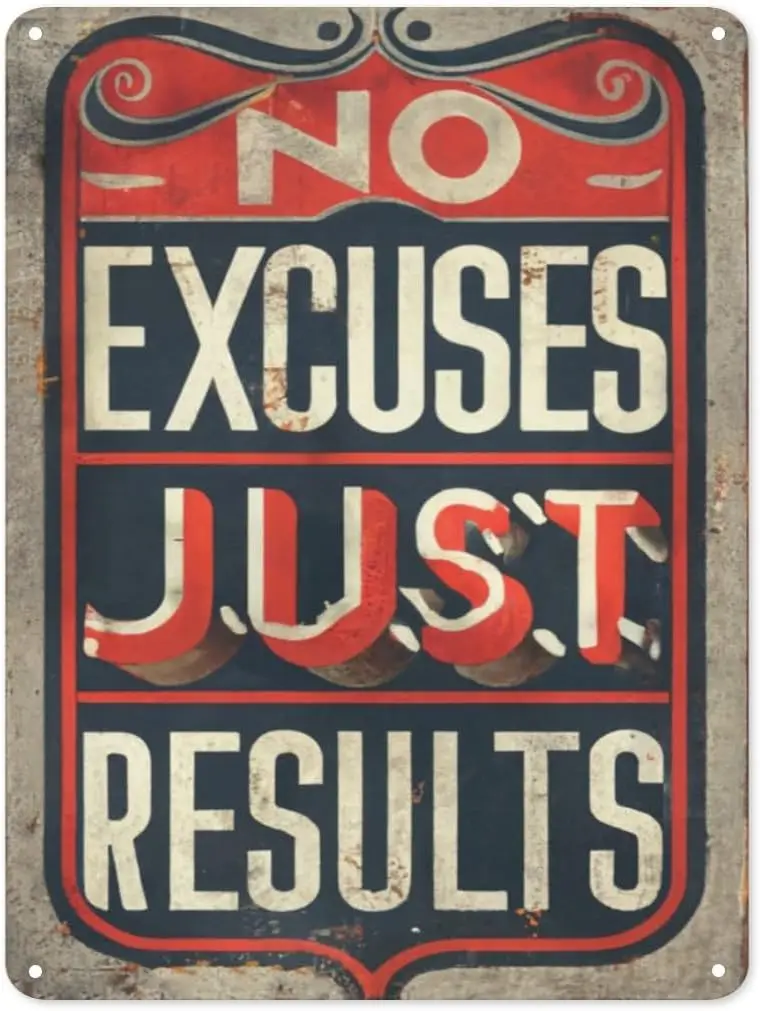 No Excuses Just Results Tin Sign Weightlifting Signs For Home Gym Man Poster Decor Fitness Man Metal Signs Poster Sport Pos sign