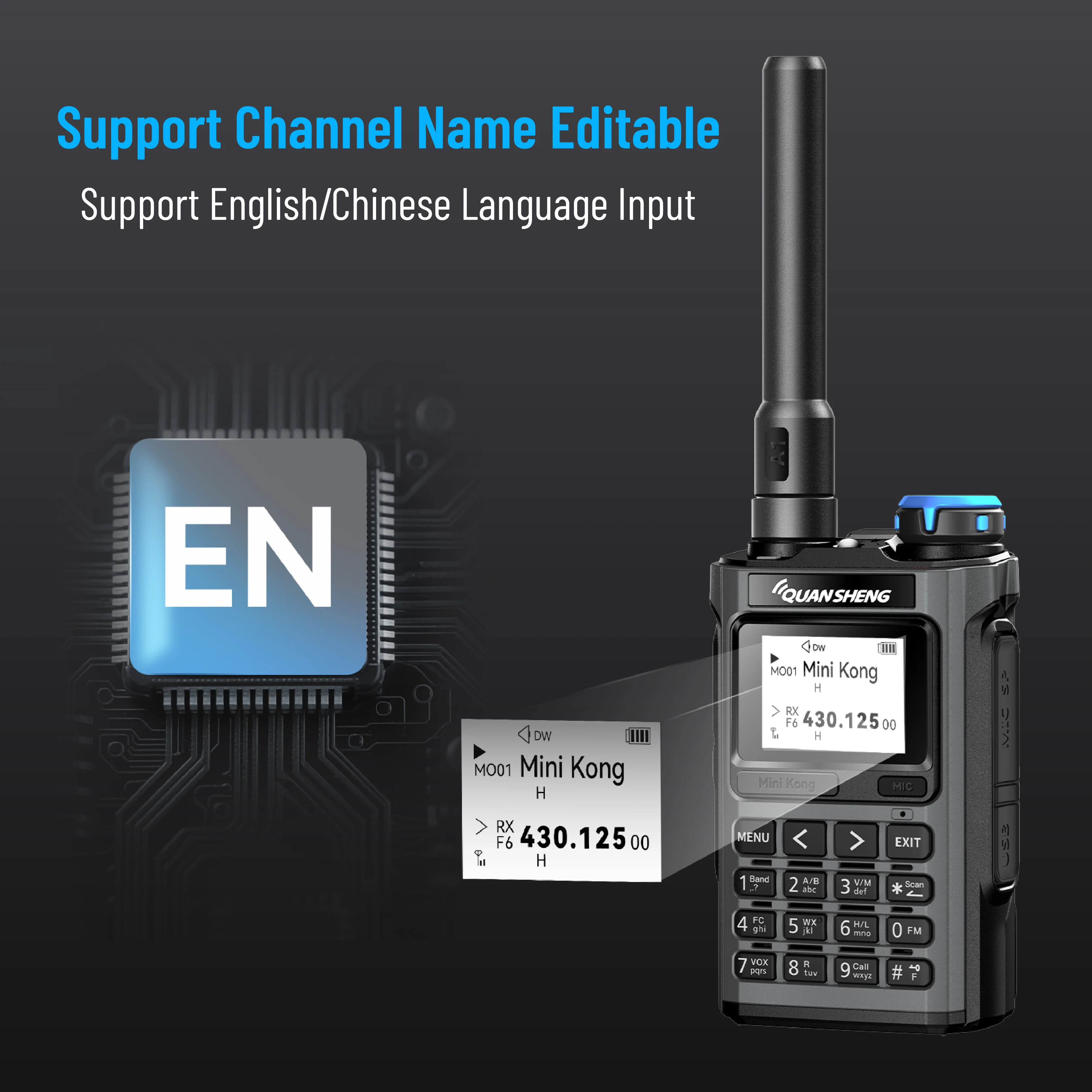 Quansheng UV-K1 L جهاز اتصال لاسلكي صغير ثنائي النطاق VHF UHF جهاز إرسال واستقبال لاسلكي نسخة تردد AM FM NOAA ترقية UV-K5 (8) UV-K6