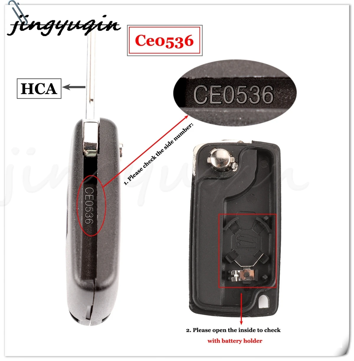 jingyuqin  2 Buttons Remote Car Key ASK/FSK 434Mhz For Citroen C4 C5 C6 C8 Xsara Picasso For Peugeot 107 207 307 308 CE0536/0523