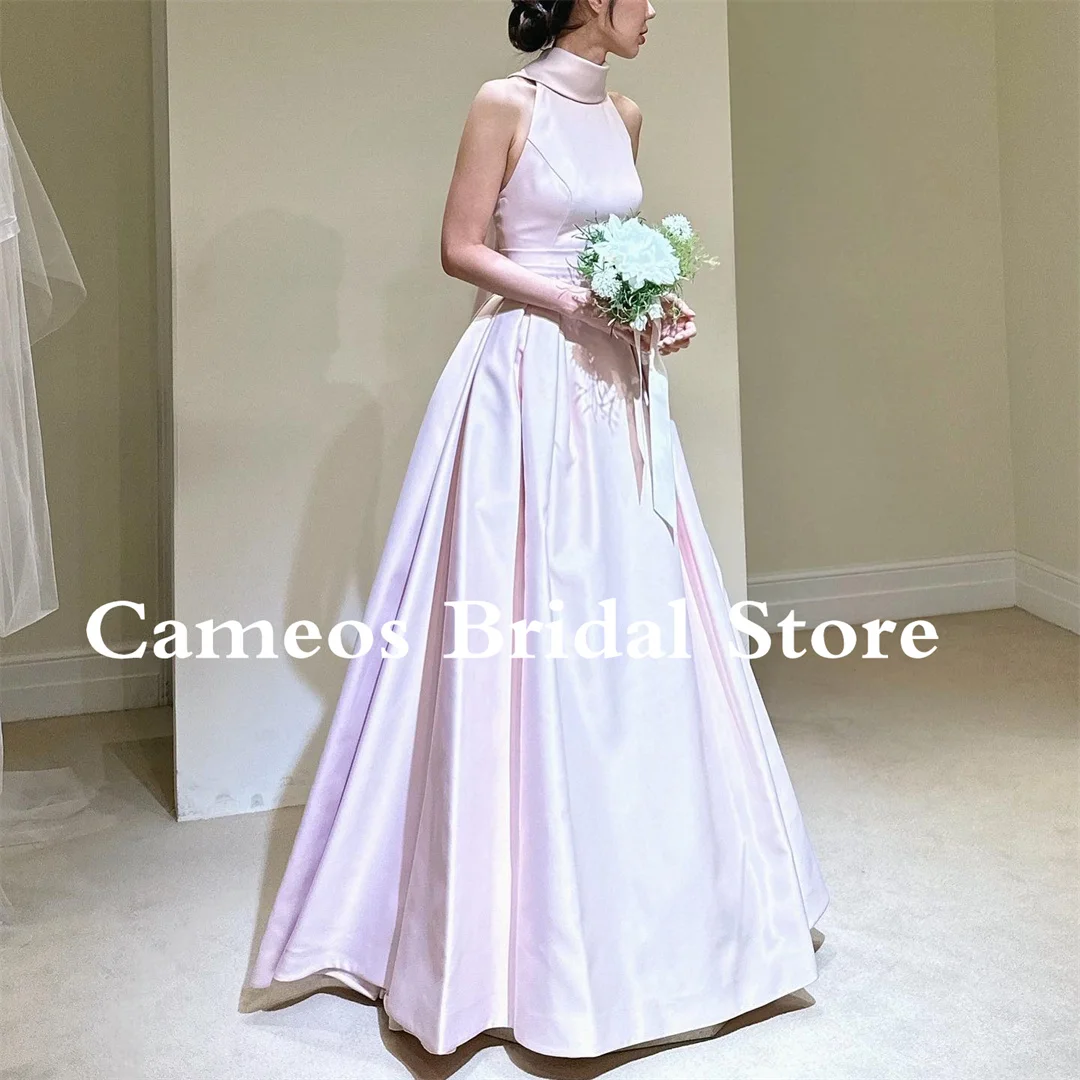 

SONDR High Neck 드레스 Evening Dress Sleeveless Custom Made Satin Korea Open Back Simple Formal Prom Dress Evening Gown Bridal