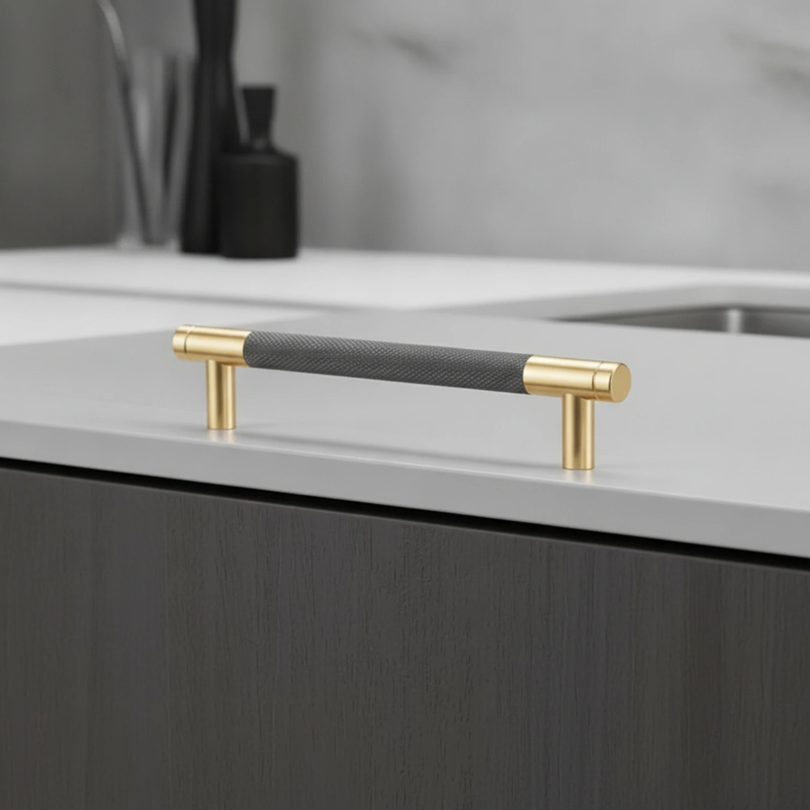 Bar Pull with Knurled Grip Sleek Knurled Cabinet Pulls Bar Handles Anti-Slip Cabinet Pull Easy to Install