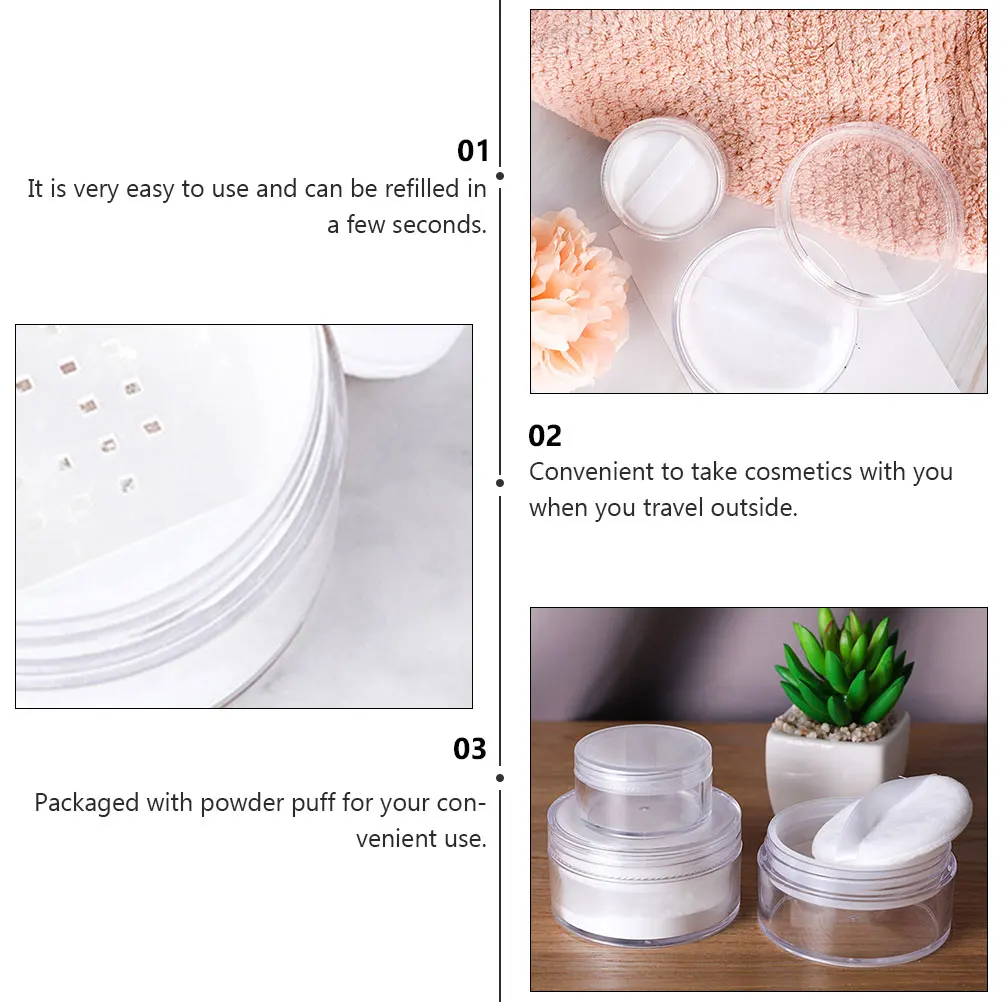 

6 pcs Portable Loose Powder Box for Travel Clear Makeup Container Compact Light Reusable High Quality Powder Case