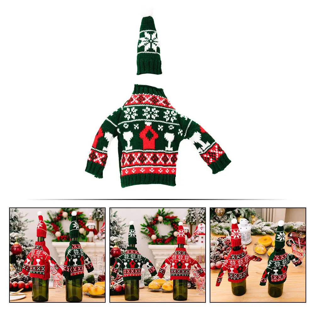 

1Set Decorative Wine Bottle Cover Adorable Christmas Bottle Sleeve for Holiday Gathering Reusable Wine Decors Party Supplies