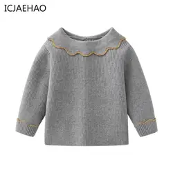 Sudadera de punto para niñas recién nacidas, suéter clásico de algodón de manga larga, Color sólido, Otoño e Invierno