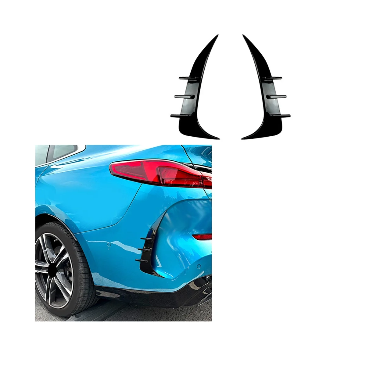 Rear Bumper Spoiler Air Vent Cover Side Canard for BMW 2 Series F44 Gran Coupe 2020-2023 M Sport Bright