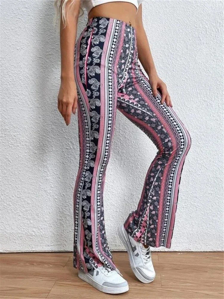 Woman New Fashion Printed Pants Fitness Running Wide Leg Pant Oversized Sweatpants Ladies Casual Street Pantalon Trousers 2024