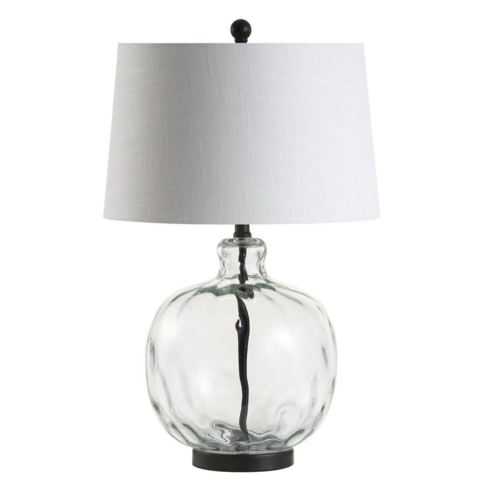 US Rae 26.5 in. Clear/Black Glass/Metal LED Table Lamp