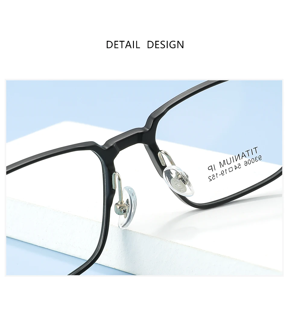 3-in-1-Brillengestell aus reinem Titan mit vollem Rand, quadratisch, für Herren, mit polarisierten Clip-On-Sonnenbrillen und Nachtsicht, Damenbrillen 93006 – Detail 7