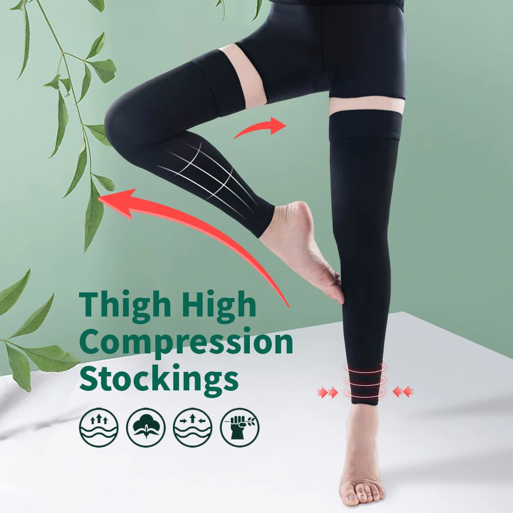

Unisex Compression Stockings 23-32mmHg Footless Thigh High Socks Stress Relief Class 2 Pressure Stockings