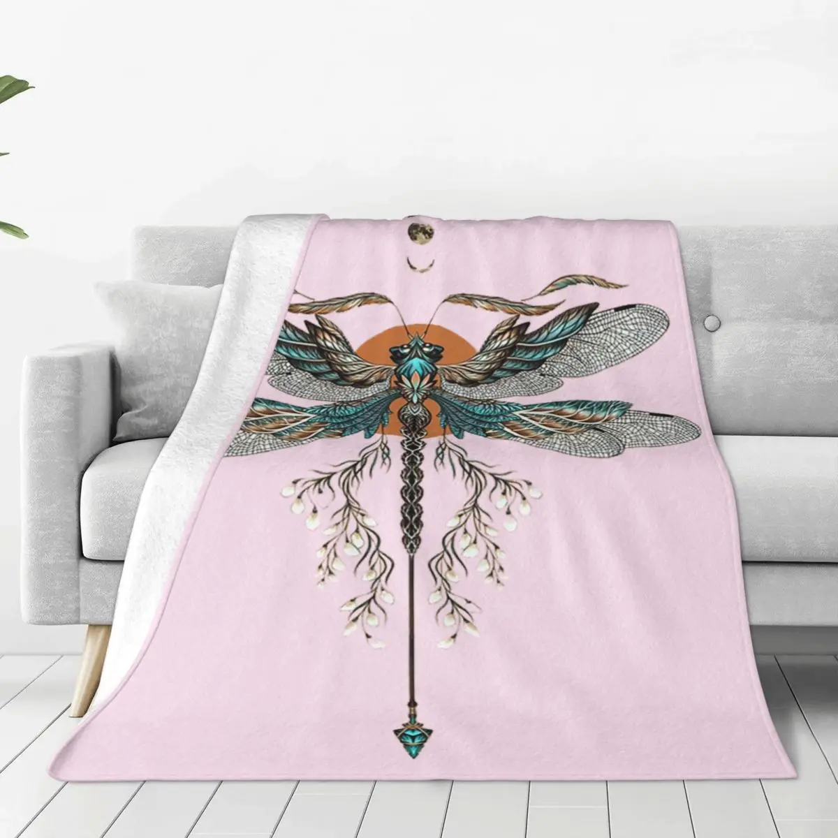 Dragon Fly Tattoo Blankets Soft Warm Flannel Throw Blanket Bedding for Bed Living room Picnic Travel Home Couch
