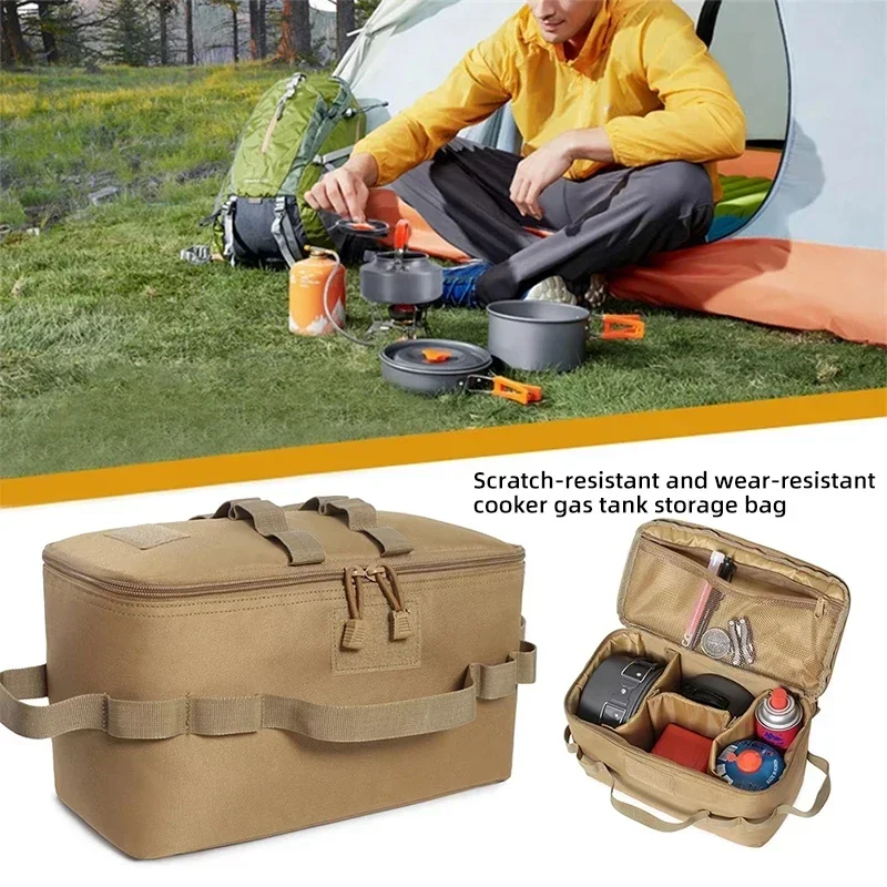 PACOONE Camping Portable Storage Bag Gas Tank Large Capacity Ground Nail Tool Bag Gas Canister Picnic Cookware Utensils Kit Bag