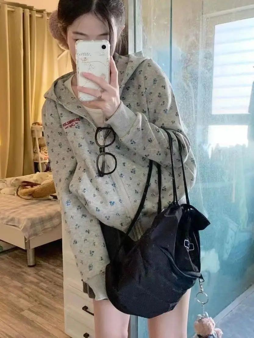 Gilet tricoté pour femmes, pull à capuche, ample, polyvalent, printemps automne, mode coréenne Sle Long, motif rond Ne rayé