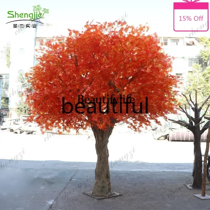 z  Simulation red maple tree wedding shopping mall hotel landscape modeling tree wedding living room pole maple tree