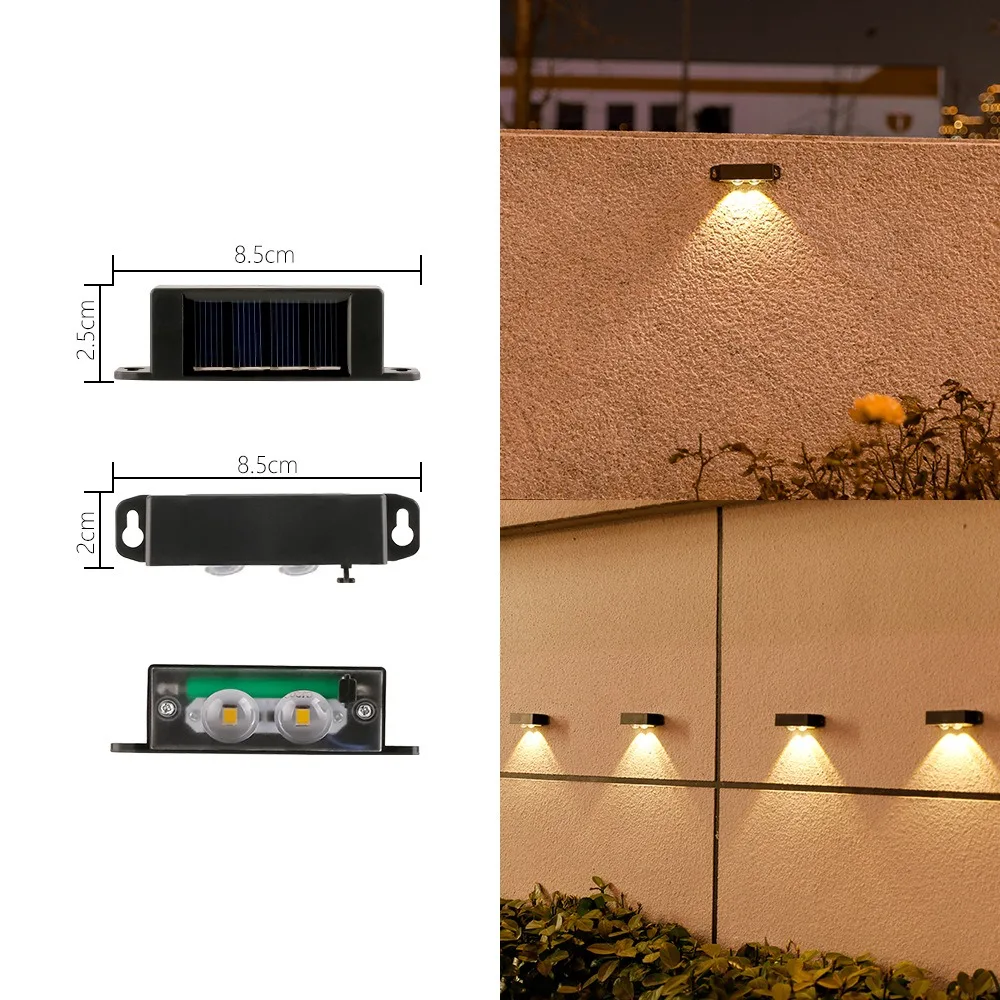 LED Solar Garden Lights Black Shell Rainproof Solar Pathway Lights Easy Install High Capacity Battery Garden Fence Light Fence