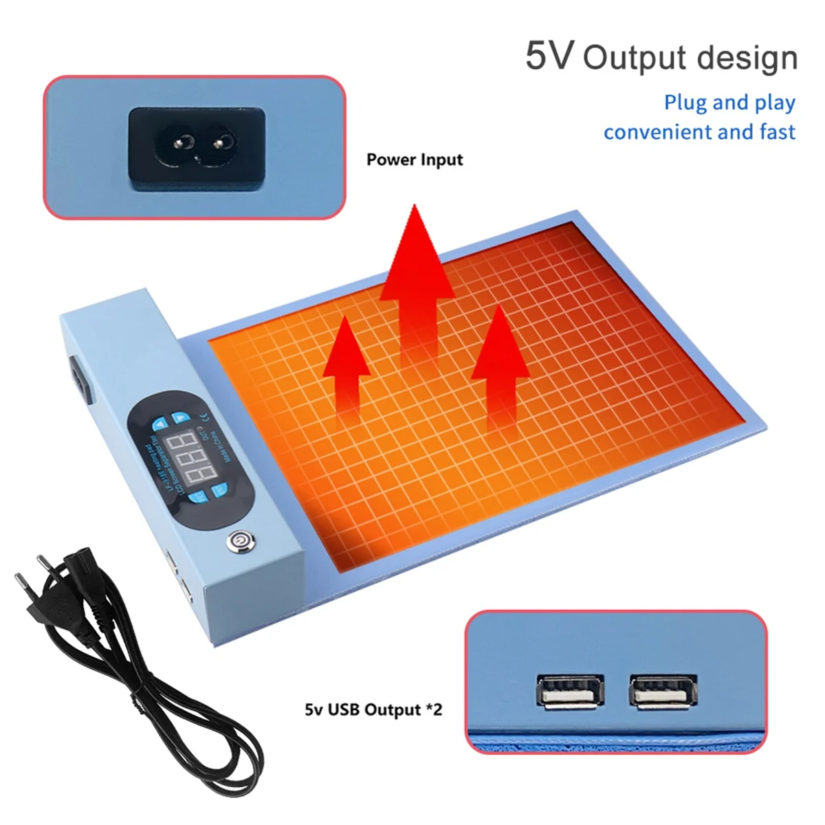 LF-918E Separador De Tela LCD, Divisor Azul, Estágio De Aquecimento, Ferramenta De Separação Para Telefone, PC, Almofada De Aquecimento, Plug UE