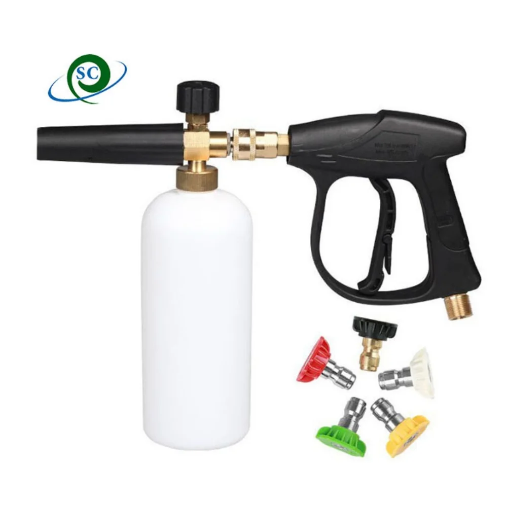 

Латунная самороторная спринклерная насадка для орошения газона CS с шарниром и шлангом, прозрачная пена для мойки автомобилей высокого давления 1/4 дюйма