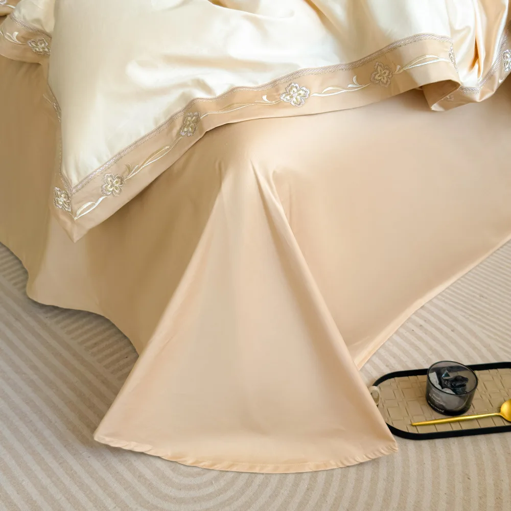 4 Pcs Bedding Set 100% Cotton Bed Sheet Duvet Cover Fitted Sheet Full Size for Master Bedroom Home Textiles