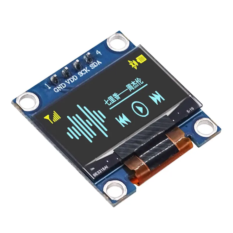 0.96' Dual Colour Blue White Blue I2C IIC SPI Serial 128X64 LCD 4-Pin OLED LCD Display Module for R3(Pin Headers Soldered)