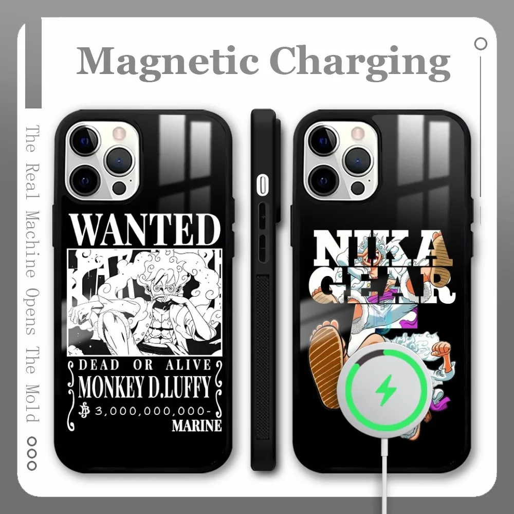 Anime O-ONE P-PieceS L-Luffy Phone Case For iPhone 16 15 14 13 12 11 Pro Max Plus Mini Magnetic Magsafe Wireless Charging Cover