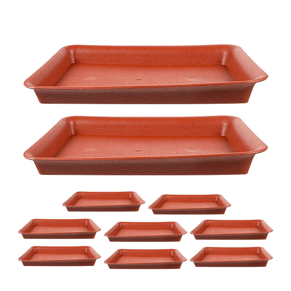 10Pcs Rectangular Plant Pot Saucer Plastic Water Catching Tray for Indoor Outdoor Plants Bonsai Succulents Window Sill Planter