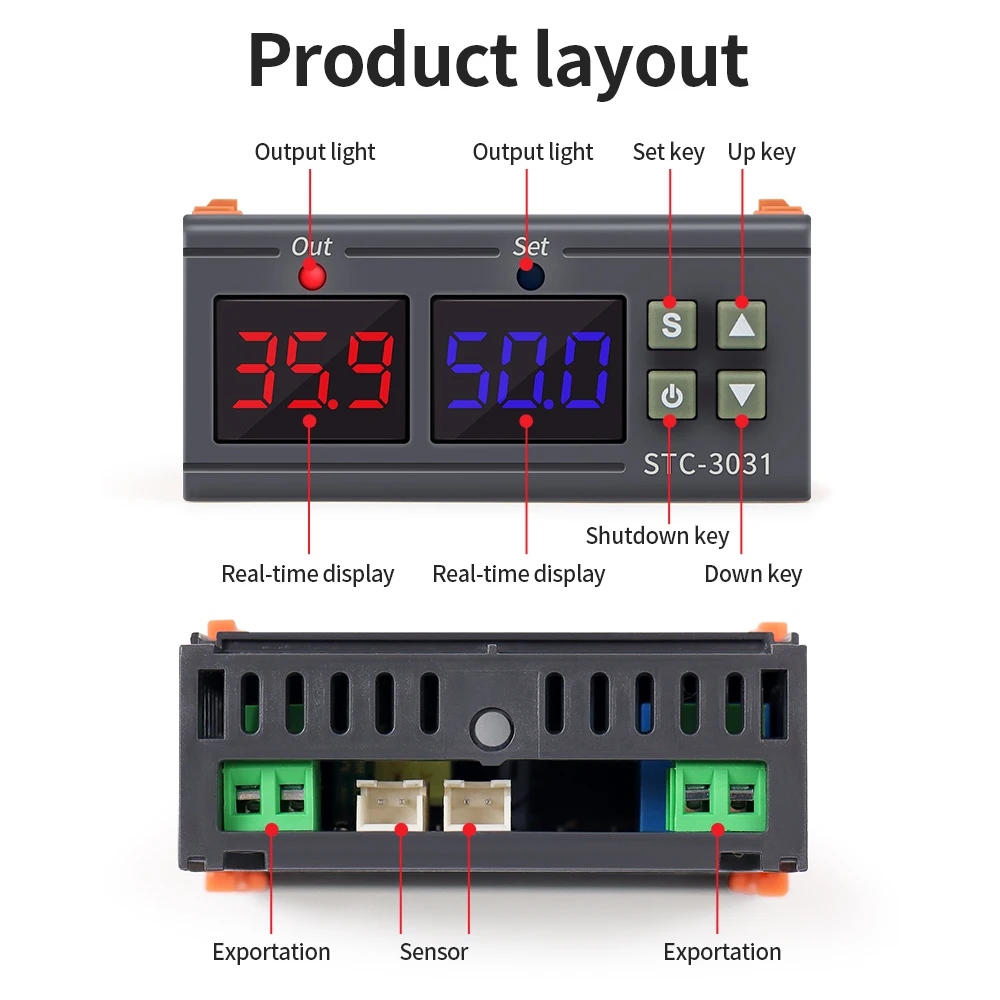 Digital Soil Moisture Controller 220V Soil Humidity Sensor Thermostat Temperature Humidity Incubator Controller STC-3029 3030