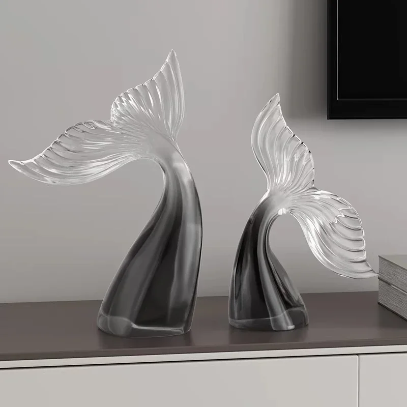 Transparent Fish Tail Ornament Resin Handicraft Sculpture of A Realistic Animal Gradually Changing Fish Home Decoration