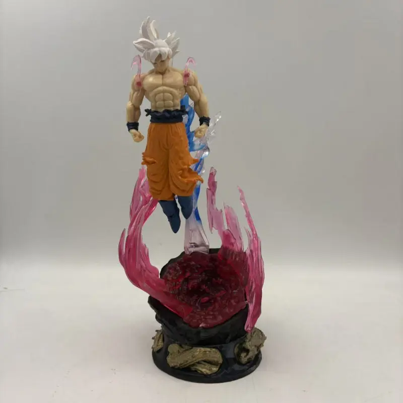 Dragon Ball Ultra Instinct Son Goku White Hair Saiyan Action Figure With Led Light 23cm Collectible Model Desktop Ornament view 2
