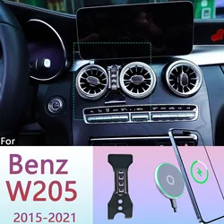 For Mercedes Benz C200 260 300 W205 2015-2021 Magnetic Phone Holder 15W Wireless Charging Phone Stand MagSafe Support Custom