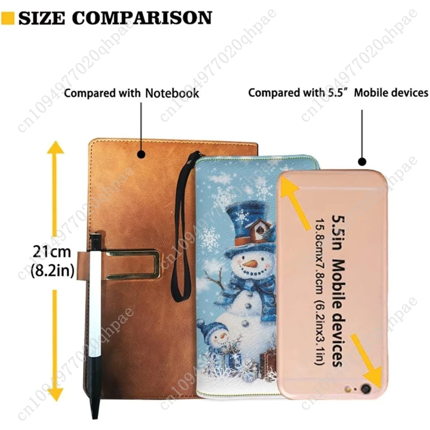 Christmas Wallet for Women Blue Snowman Large Capacity Clutch Purse for Ladies Card Holder RFID Wristlet Phone Zipper Coin Trave