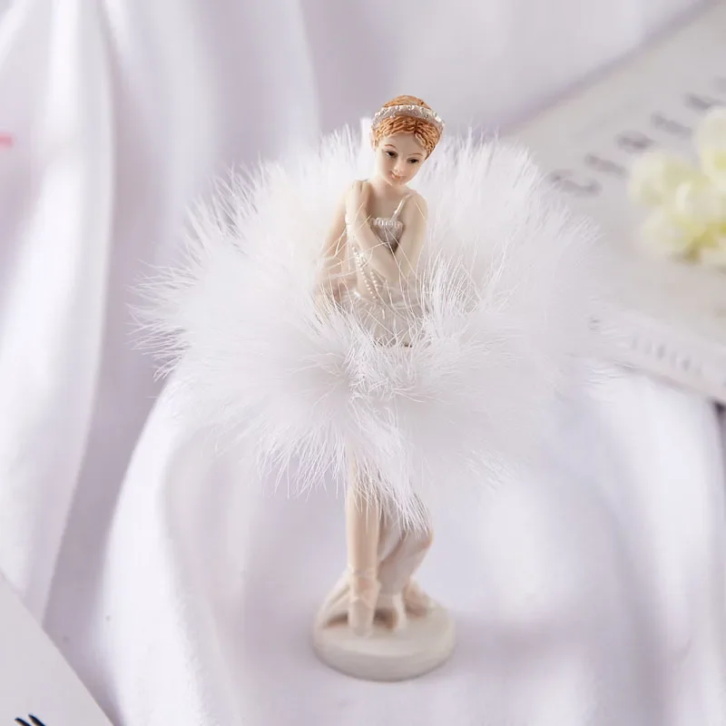 Harz-Ballerina-Fee Miniaturfiguren Weiße Feder Engel Ornamente Mädchenpuppen Spielzeug Heimdekoration Handwerk – Detail 18