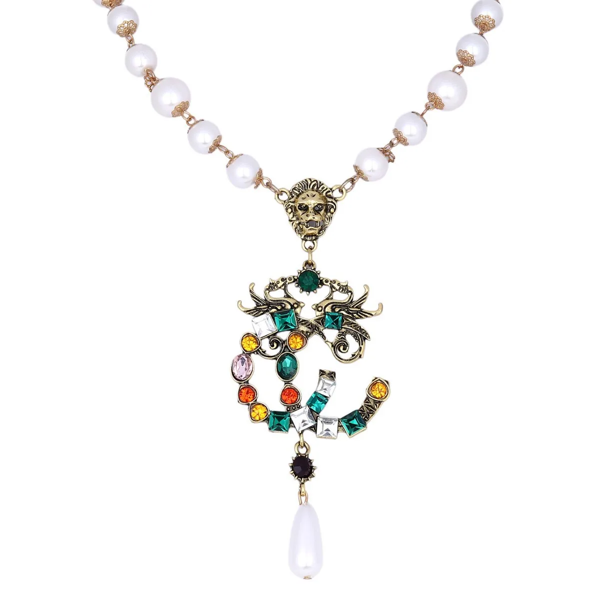 New Chinese style tall imitation pearl necklace niche non-collision temperament versatile sweater chain women's retro temperamen