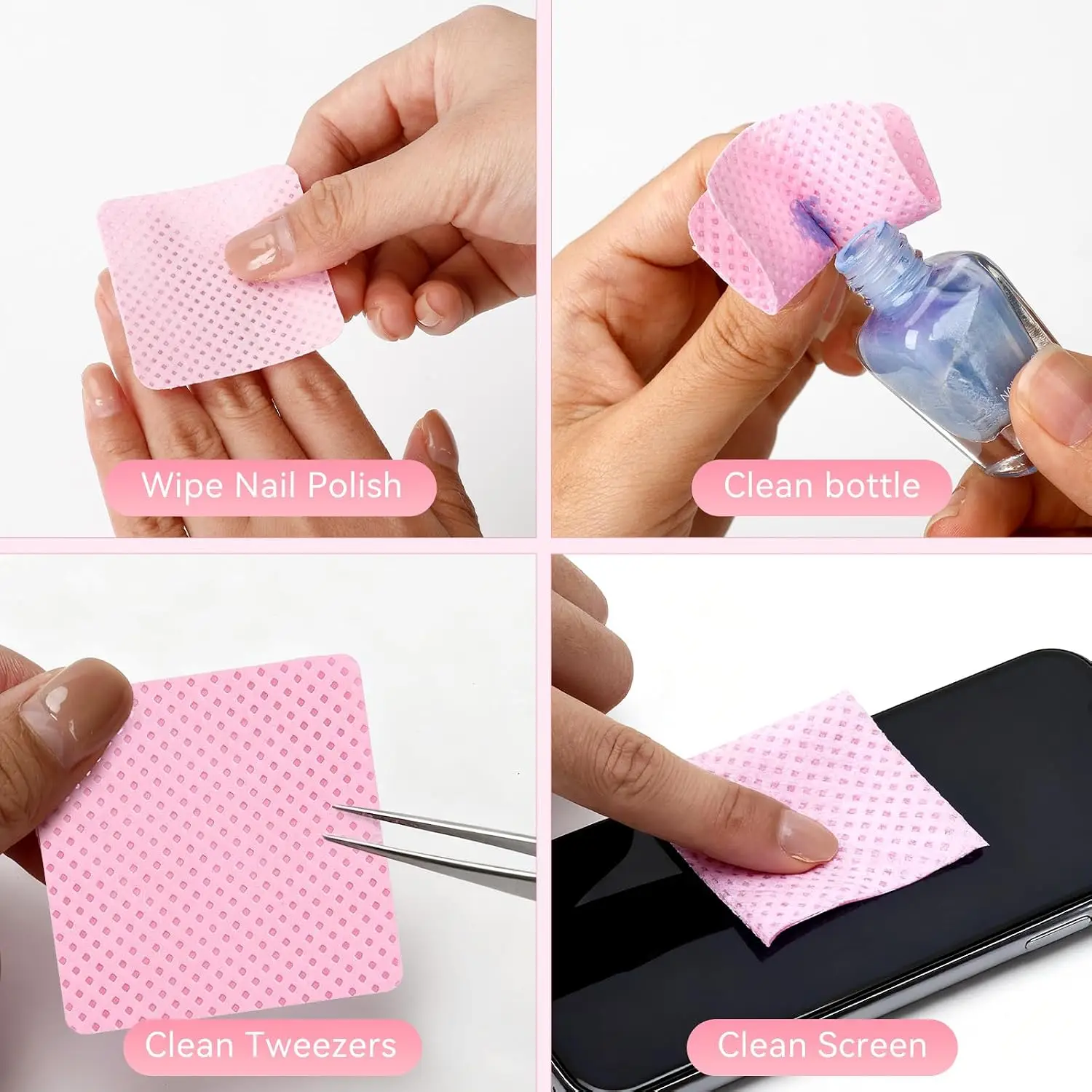 50PCS Lint-free Nail Polish Remover Napkin Colorful Cotton Wipes Paper Pads UV Gel Dust Cleaner Cleaning For Manicure Tool view 5