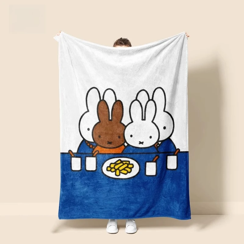 Miffy Kawaii Anime Cartoon Rabbit Miffy Blanket Cute Office Nap Air Conditioning Throw Blanket Spring Autumn Winter Small Quilt