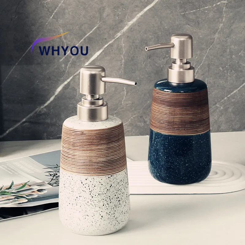 WHYOU-Cermic Liquid Soap Dispensers, Lotion Bottle, Emulsion, Latex Hand Wish Bottles, Light Luxury Bathroom Accessories Set