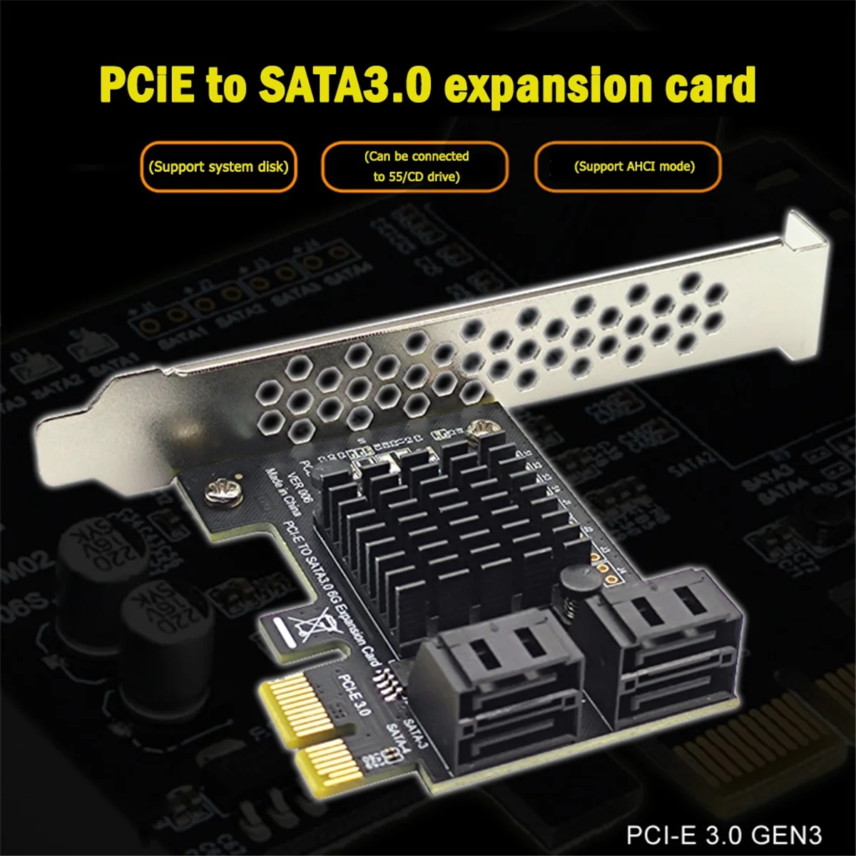 Scheda adattatore SSD per disco rigido con chip ABNJ Asm1064 Scheda di espansione PCIe SATA III a 4 porte Controller SATA a PCI-E 1X da 6 Gbps