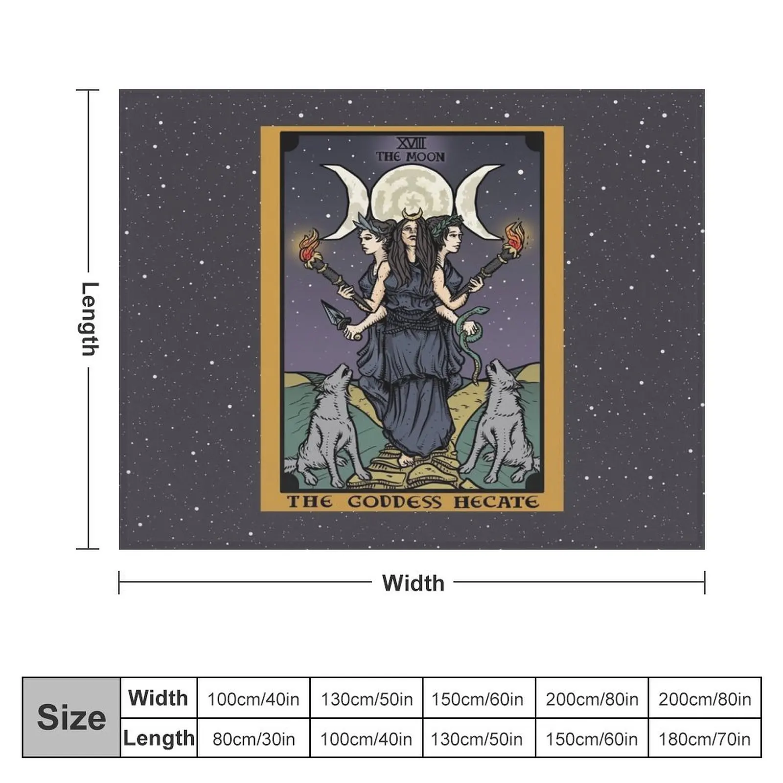 Hecate Triple Moon Goddess of Witchcraft and Magick Witch Hekate Wheel Tarot Card Throw Blanket Luxury Designer Blankets