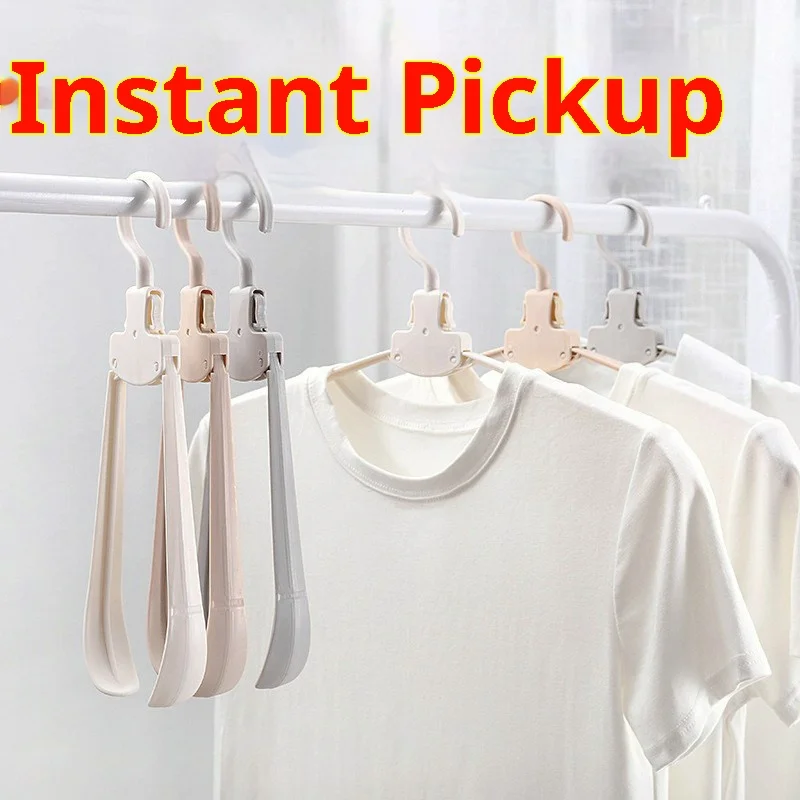 Foldable Clothes Hanger Wide Shoulder Non Slip Quick Release Portable Clothing Rack for Home Dorm Travel Clothes Storage