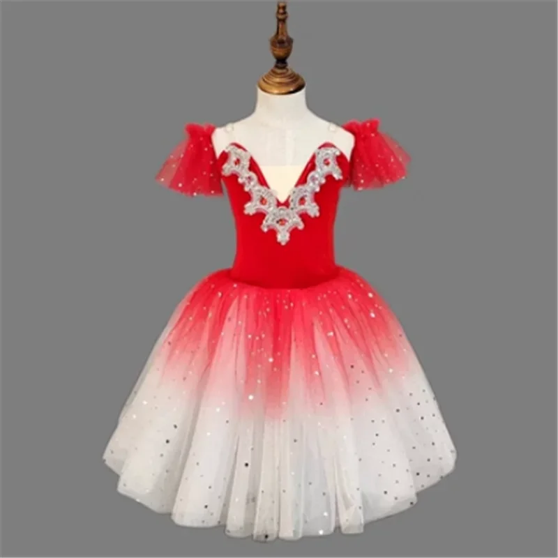 Tutu de Ballet professionnel pour filles, ballerine du lac des cygnes, crêpes, robe de Ballet à paillettes, Costume de danse pour enfants, Tutu rose bleu
