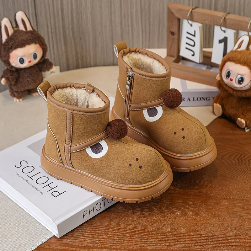 بوتاس موهير موضة أحذية الفتيات لطيف 2025 شتاء جديد للأطفال أحذية الثلوج الراحة عدم الانزلاق الفتيات حذاء من الجلد Zapatos De Mujer