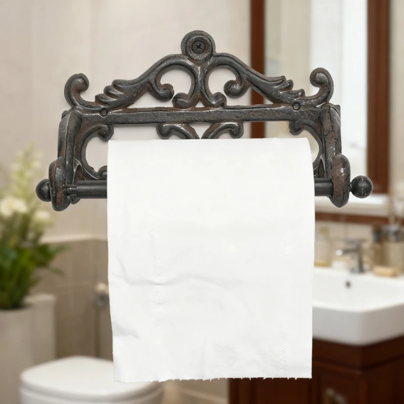 American Retro Cast Iron Tissue Rack Wall-mounted Home Living Room Kitchen Homestay Toilet Toilet Storage Rack