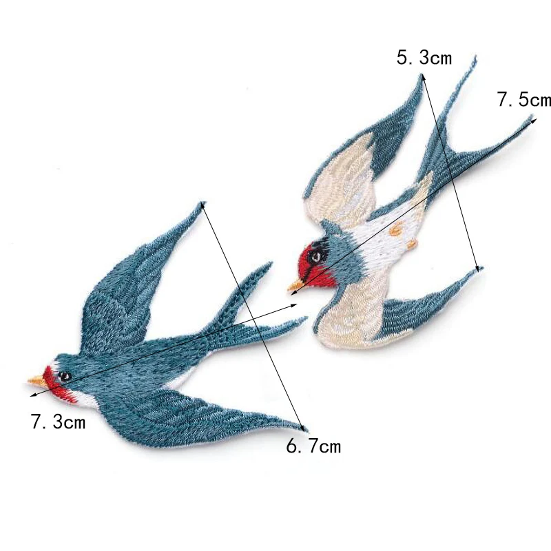 1 Pair Swallow Embroidery Patches Fabric For Clothing Backpack Accessories Sewing Patch Handmade Applique Repair Crafts Supplies