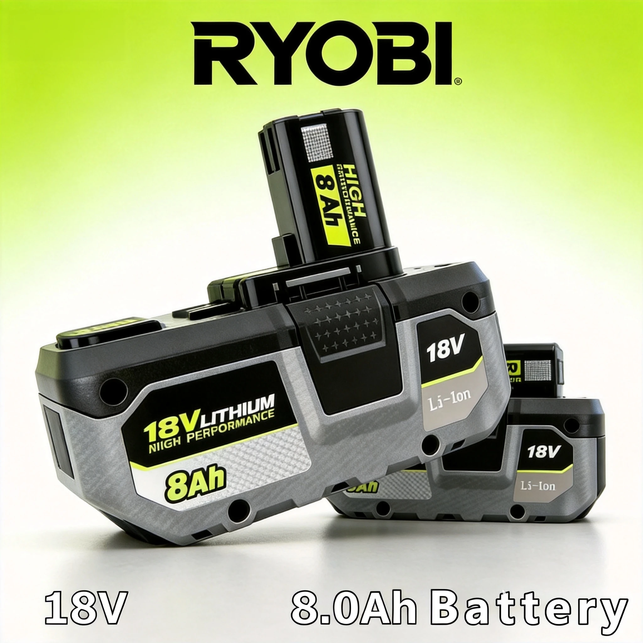 Li-ion Battery for RYOBI 18V 4Ah/ 6Ah/ 8Ah Compatible with All 18V Power Tools RB18L50 /RB18L20 P104 P108 P107 P109