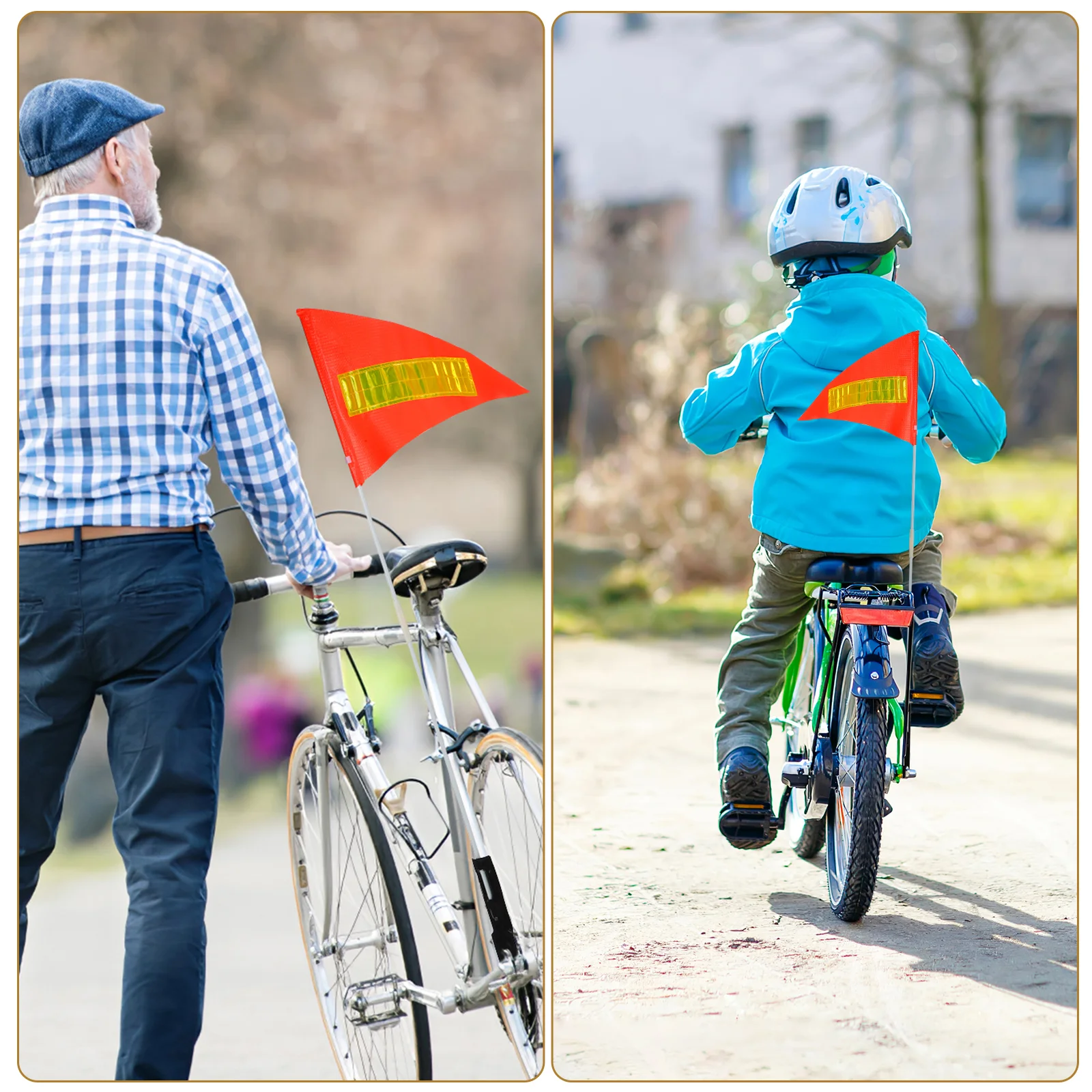 1 Set Bicycle Flag Bike Flag Bicycle Safety Flag Go Kart Flags With Pole Bike Flag Pole Outdoor Warning Flags