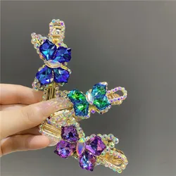 Transparent Crystal Butterfly Spring Clips Barrettes Hair Pins Royal Elf Diamond Princess Wedding Headdress Hairpins Wholesale